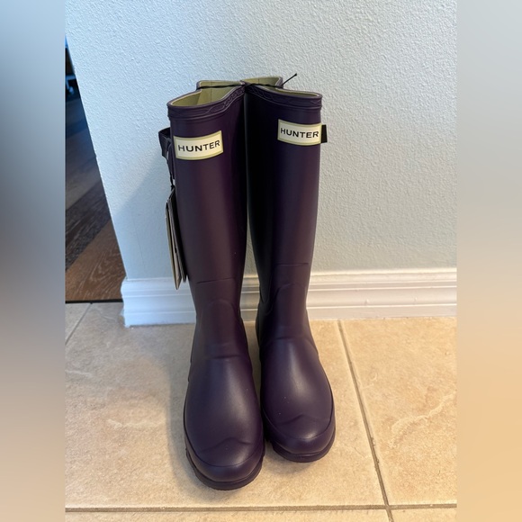Hunter Field Huntress Dark Purple Tall Rain Boots New - Picture 2 of 9